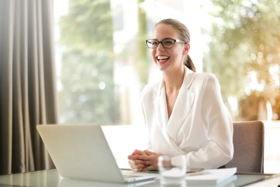 Person smiling about applying for a line of credit,